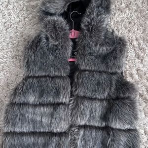 Grey Faux Fur Vest
